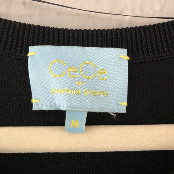 CeCe by Cynthia Steffe Black Knit A-Line Dress - Medium - Little Black Dress - Picture 3 of 7